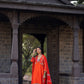 Orange Luxurious Chanderi Silk Suit (3 piece)