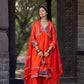 Orange Luxurious Chanderi Silk Suit (3 piece)