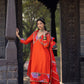 Orange Luxurious Chanderi Silk Suit (3 piece)