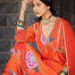 Orange Luxurious Chanderi Silk Suit (3 piece)