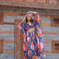 Blue Printed Kaftan Dress (one piece)