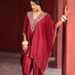 Chanderi Red Kaftan Cowel Pant Set ( 2 Piece)