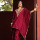 Chanderi Red Kaftan Cowel Pant Set ( 2 Piece)