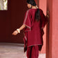 Chanderi Red Kaftan Cowel Pant Set ( 2 Piece)