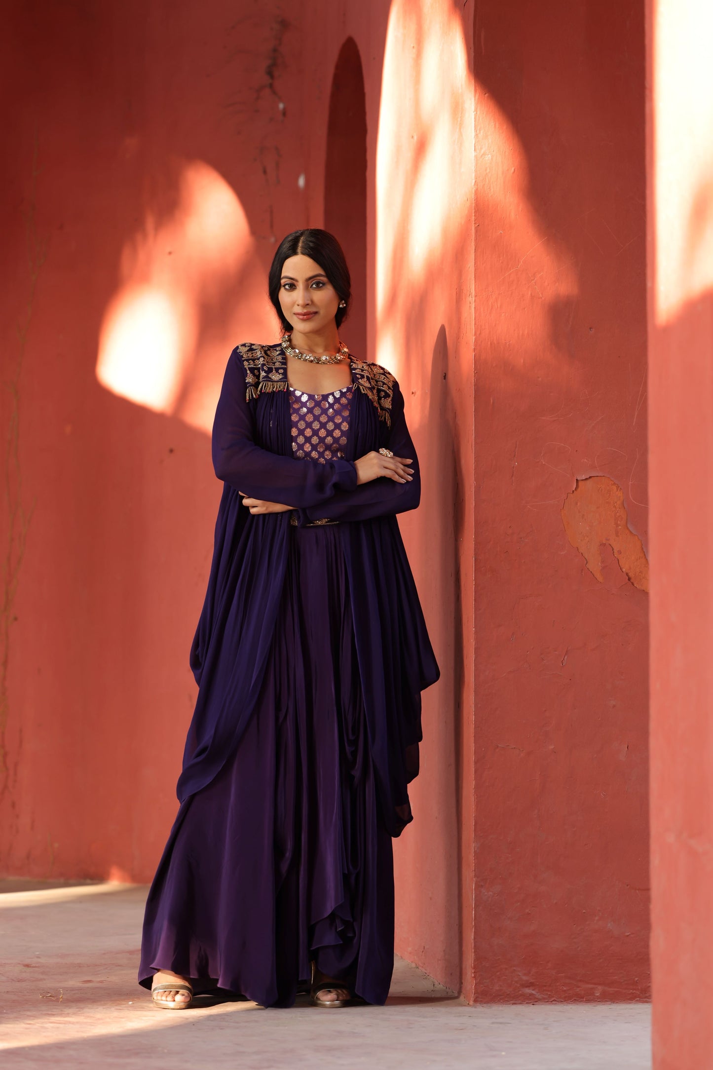 Purple Chanderi Dhoti Set (3 piece)