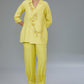 Yellow Cotton Silk Applique Embroidered Co-Ord Set