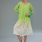 White & Green Ombre Dyed Cotton Silk Thread Embroidered Midi Dress