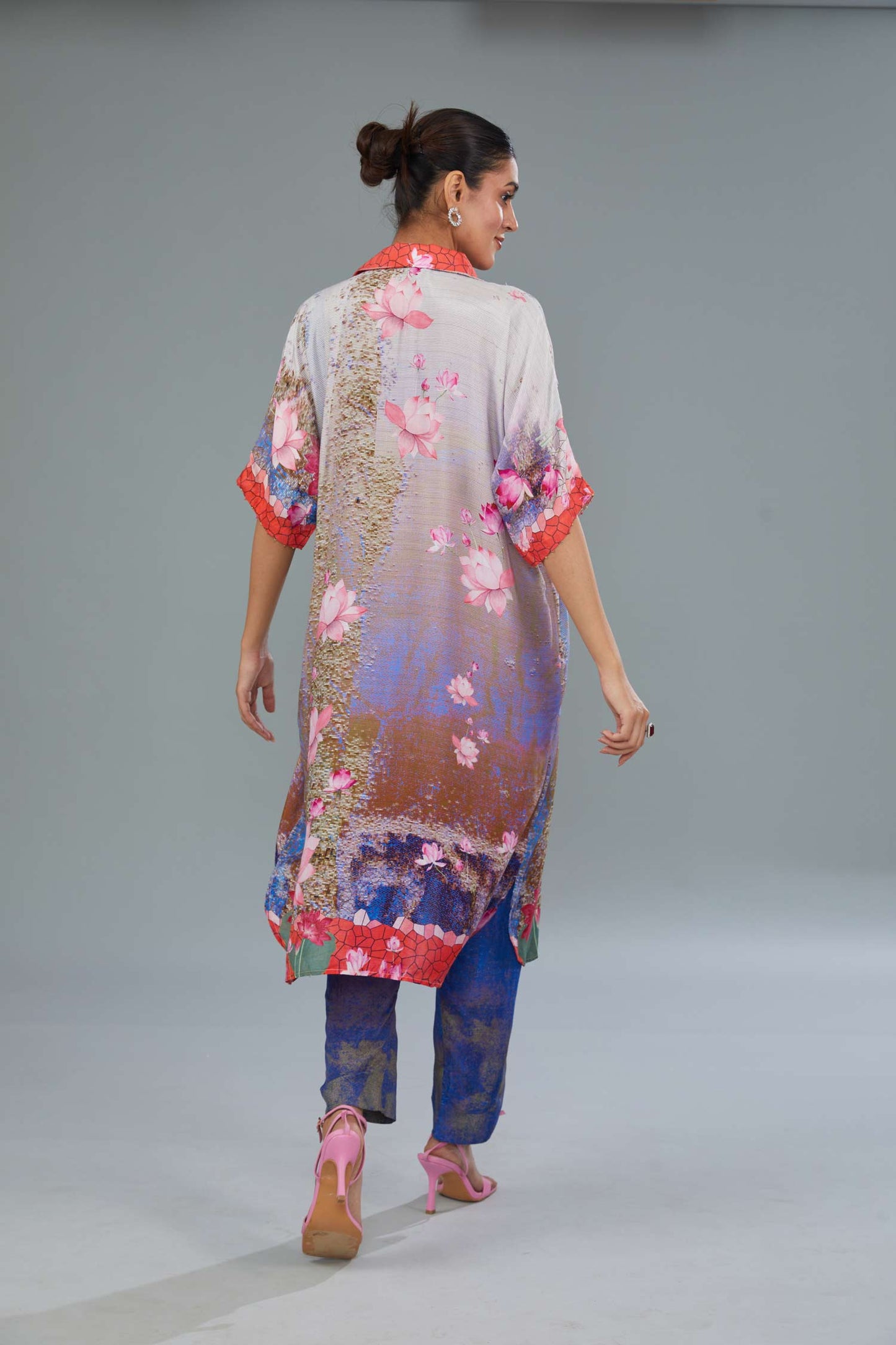 Multi-Coloured Cotton Silk Digital Printed Co-Ord Set