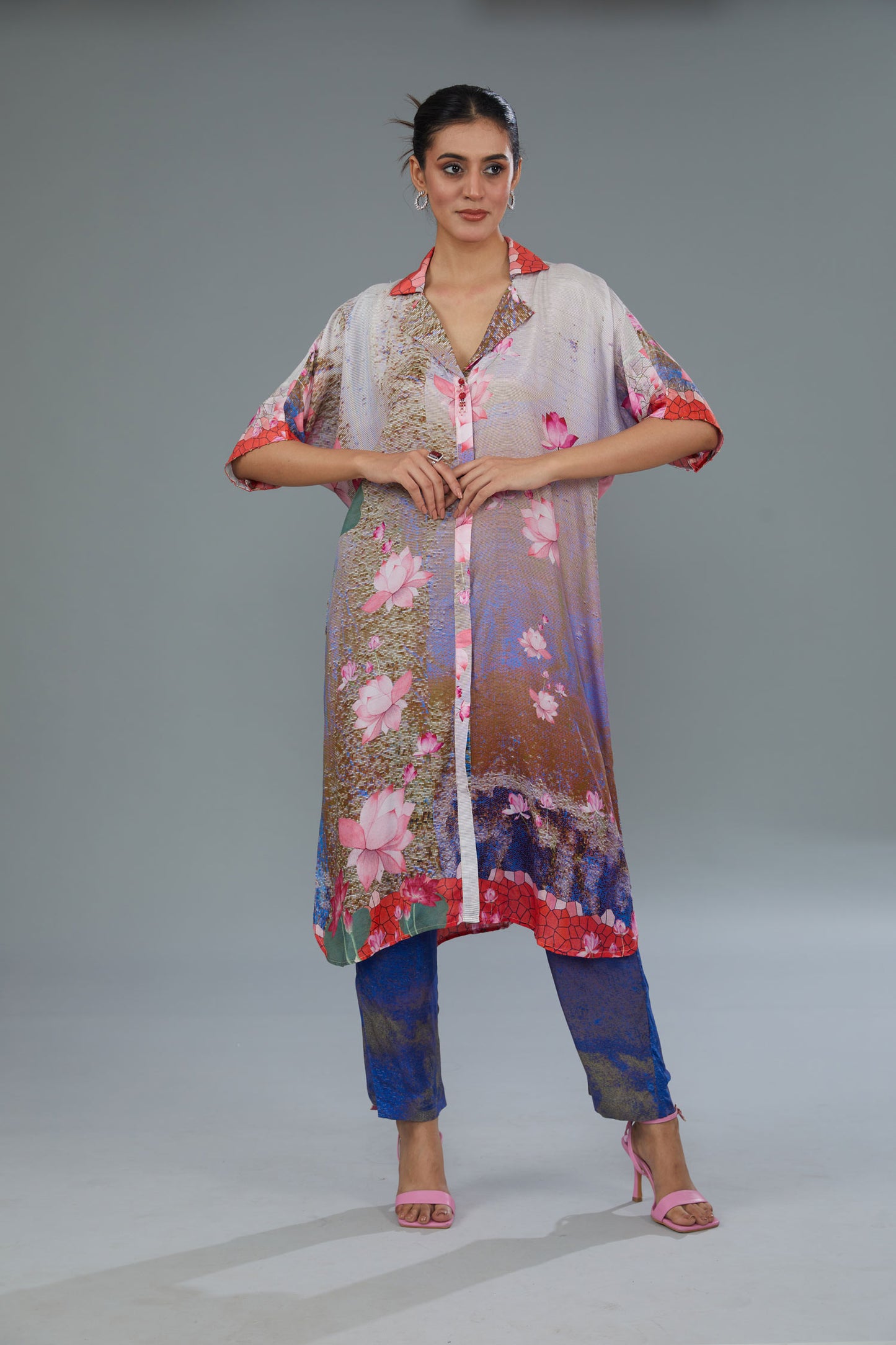 Multi-Coloured Cotton Silk Digital Printed Co-Ord Set