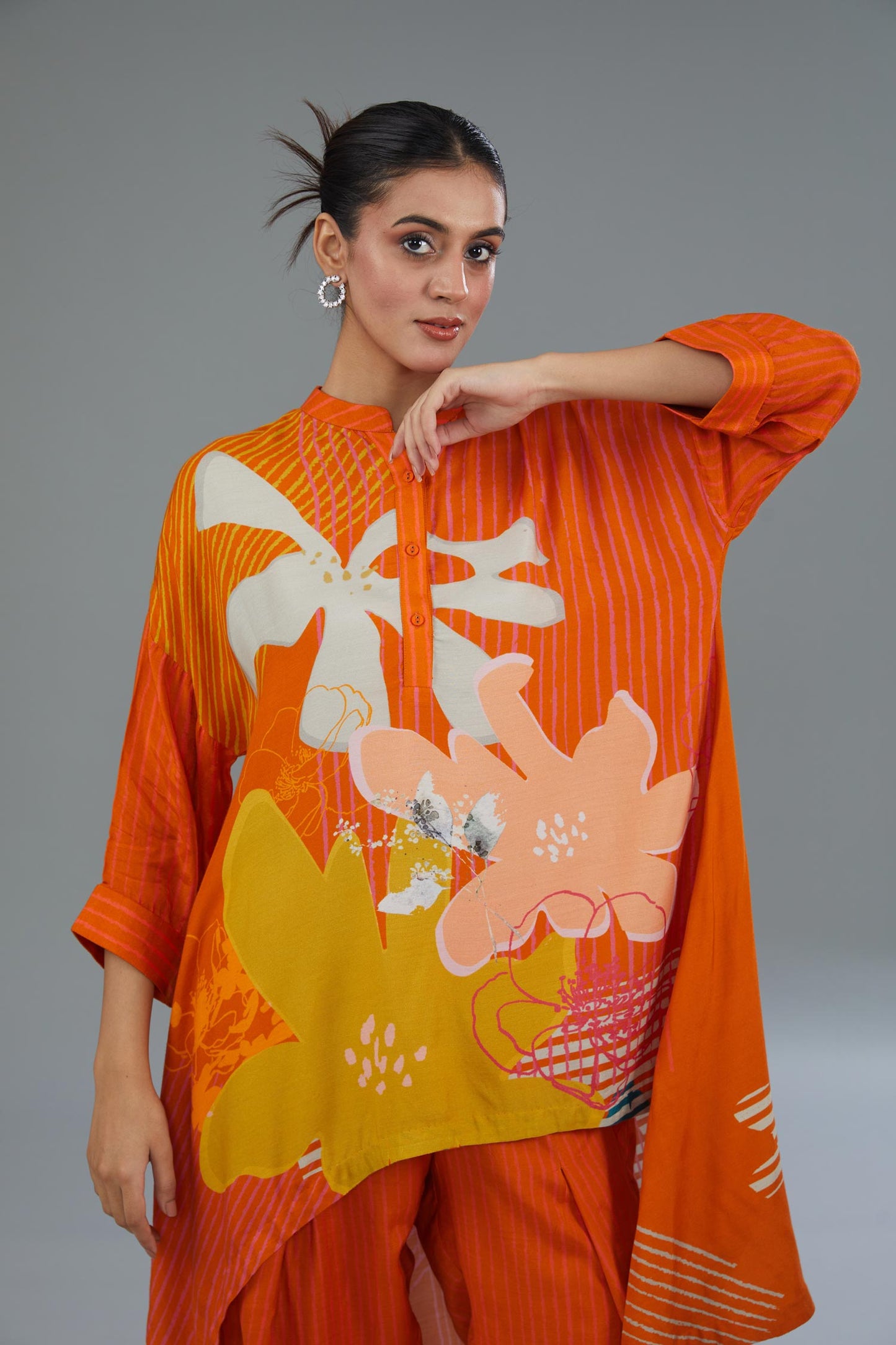 Orange Cotton Silk Digital Printed Co-ord Set from Kahani Lush