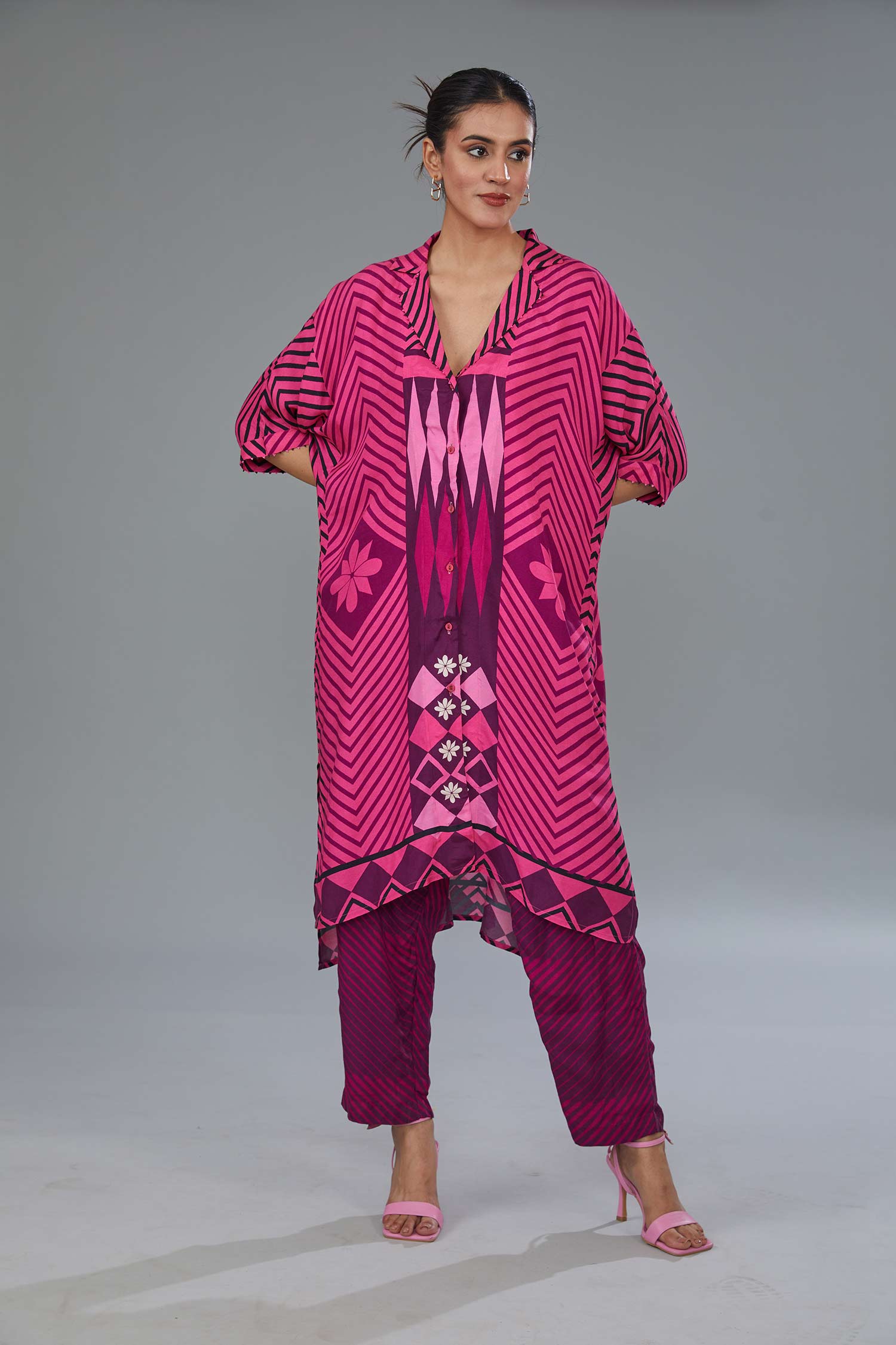 Pink Cotton Silk Digital Printed Co-Ord Set