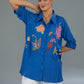 Cotton Silk Embroidered Blue Shirt from Kahani Lush