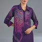 Purple Cotton Silk Digital Printed Hand Embroidered Co-Ord Set