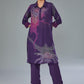 Purple Cotton Silk Digital Printed Hand Embroidered Co-Ord Set