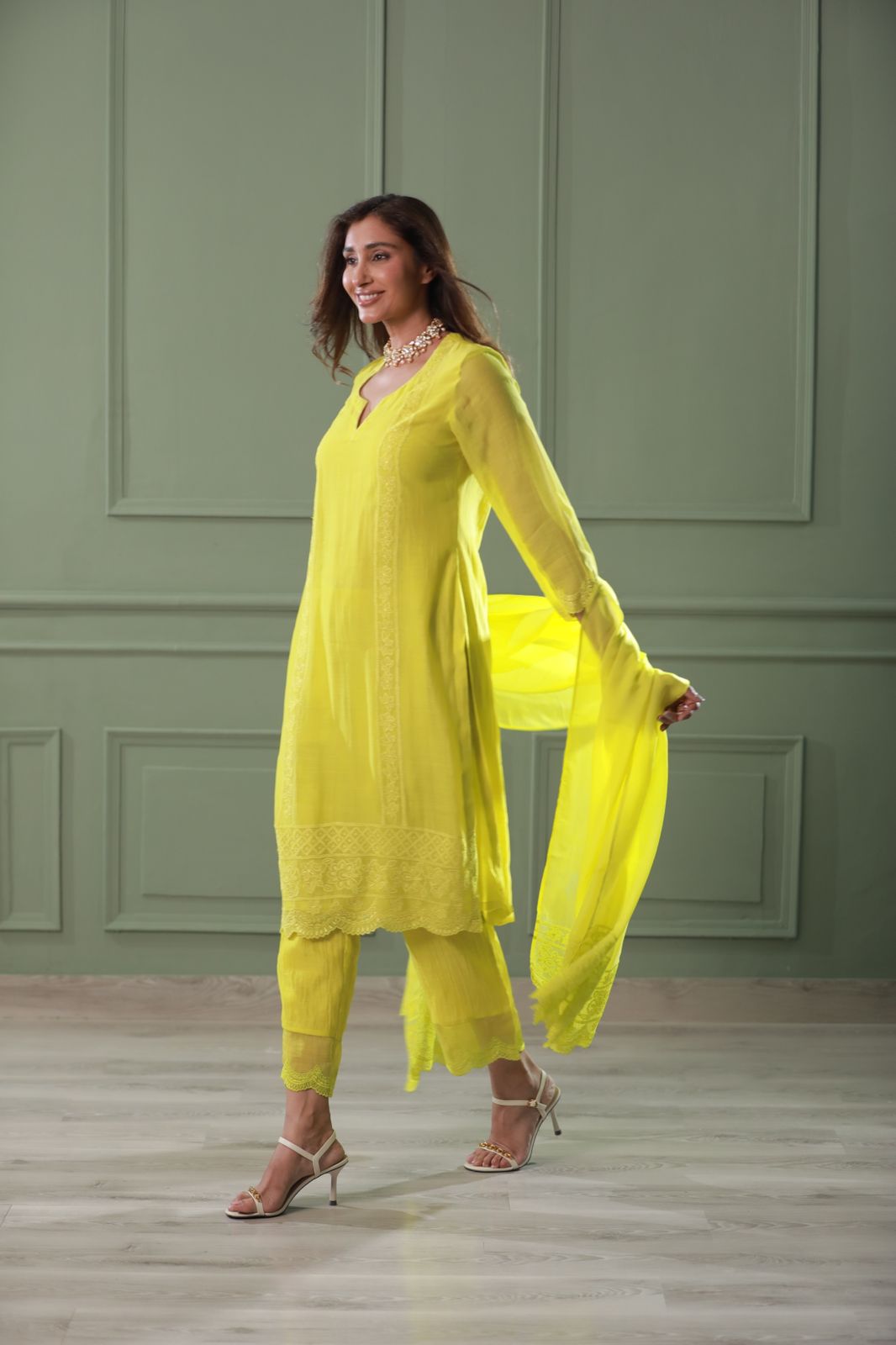 Yellow Chanderi Silk Suit (3 piece set)