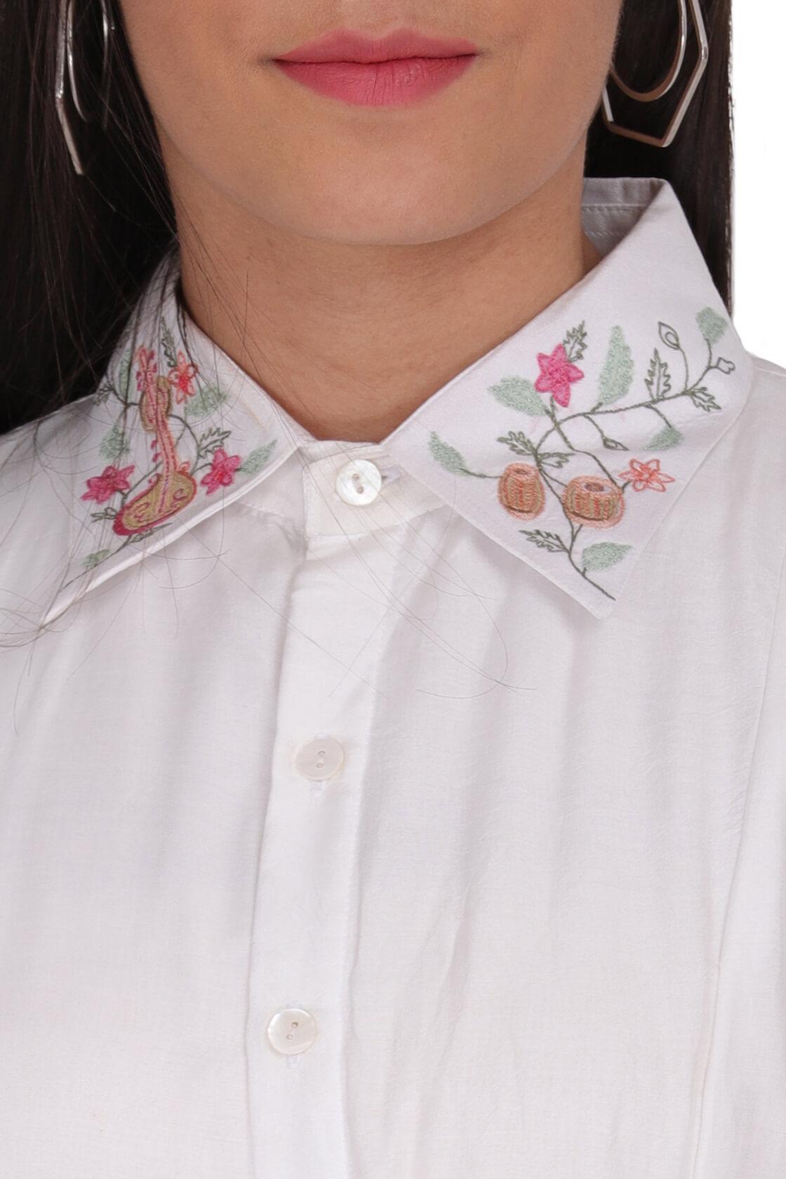 Midi Shirt Dress With Slight Embroidery