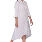 High Low A-Line Shirt Dress With Chinese Collar