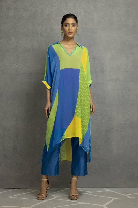 Green Blue Digital Printed Kurta