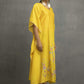 Yellow Story Telling Kaftan In Chanderi Base With Applique Work