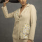 Beige Top In Jute Cotton Base With Applique Work
